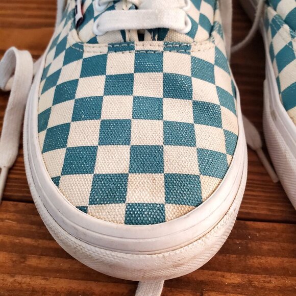 Vans Blue & White Checkerboard Canvas Lace-Up Sneakers Skateboard Mens Size 9.5 - Picture 3 of 15